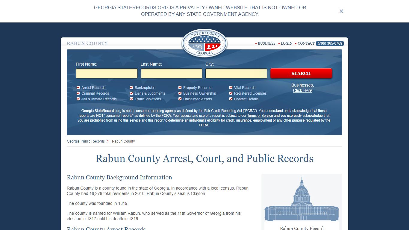 Rabun County Arrest, Court, and Public Records